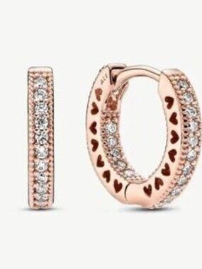 Rose Gold Heart Hoop Earrings